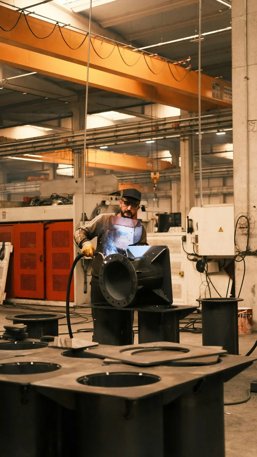 A man working on a machine in a factory